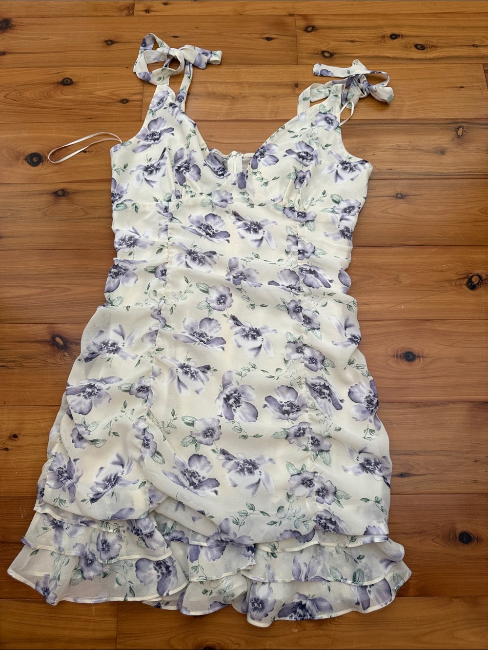 NWT We are all pretty girls tie Shoulder Floral Ruffle Mini Dress